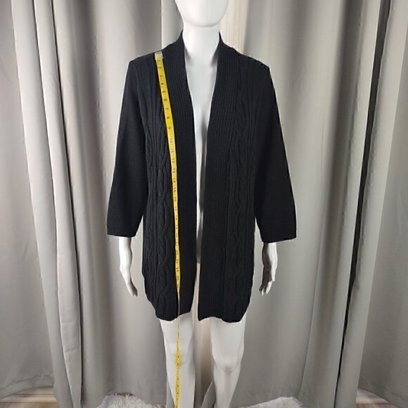 Croft & Barrow Black Cotton Blend Open Front Cardigan Long Sleeve Sweater Sze 1X - Picture 5 of 14